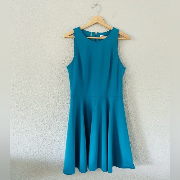 Rebecca Taylor Ponte Fit & Flare Teal Dress - Picture 2 of 13